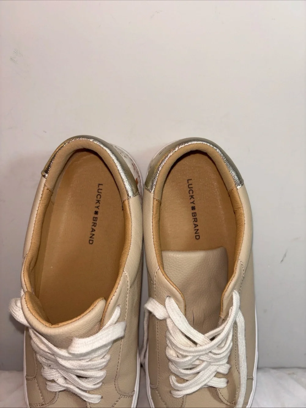 Lucky Brand Tan Leather Lace-Up Sneakers